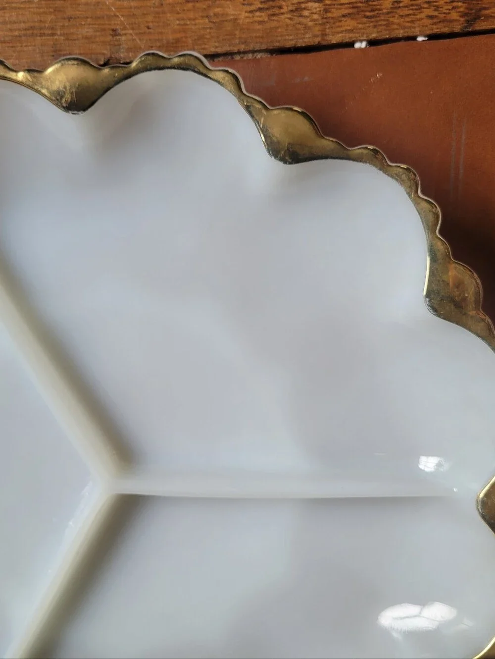 Anchor Hocking Fire King 3-section DIVIDED PLATE white milk glass dish Vintage